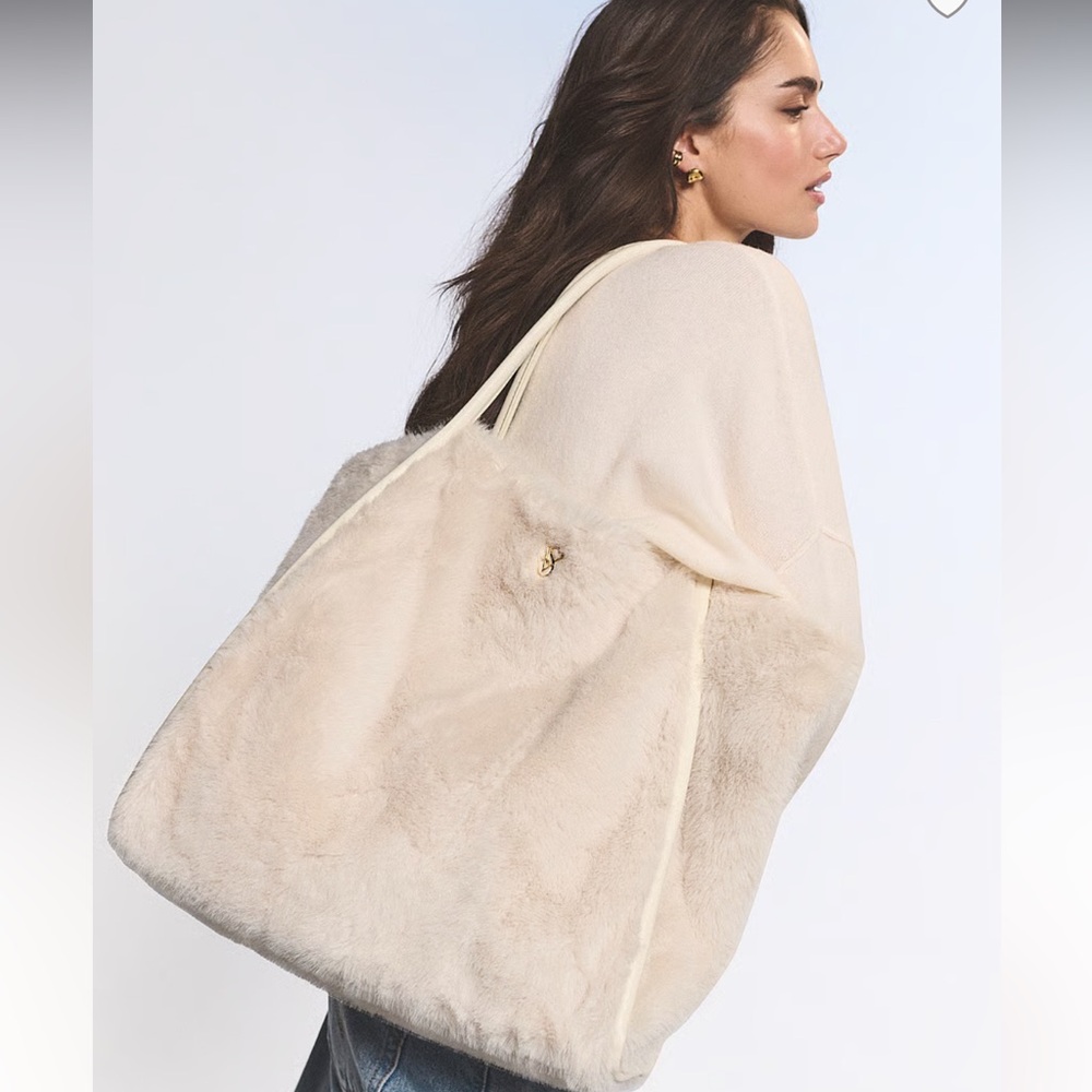 Victoria's Secret Cream Faux Fur Tote Bag